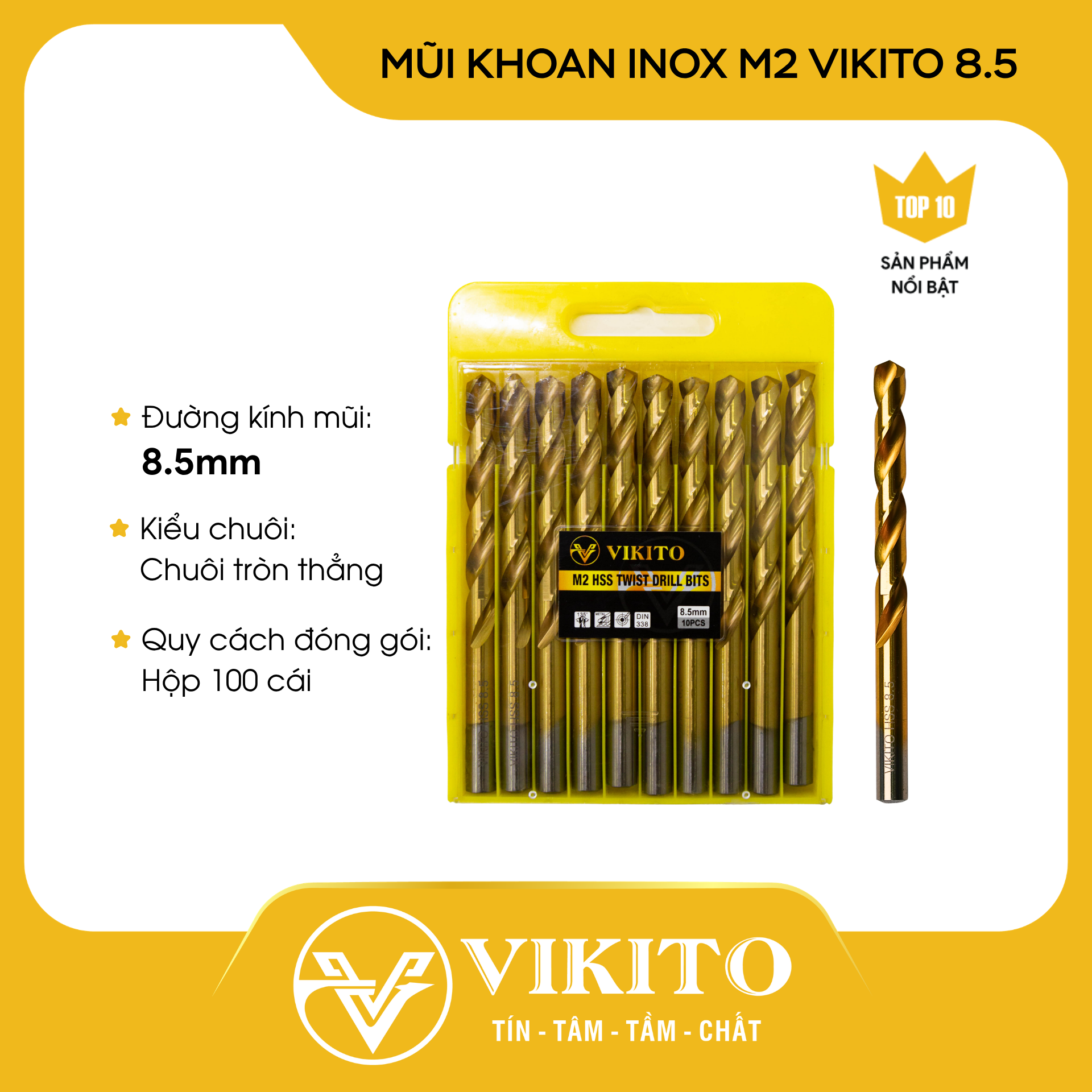 Mũi khoan inox M2 VIKITO 8.5